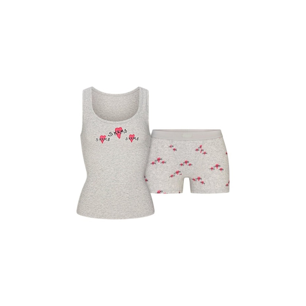 NWT Skims cotton rib TANK n SHORT SET - LHG triple hearts- XL - Picture 4 of 6